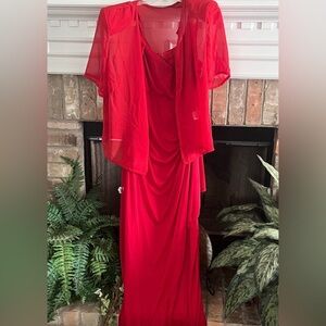 Elegant Juliet Red Evening Dress with Jacket - Size 2X